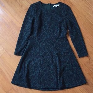 Long-sleeve green and black LOFT dress